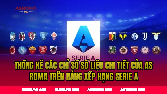 Thống kê các chỉ số số liệu chi tiết của AS Roma trên bảng xếp hạng Serie A
